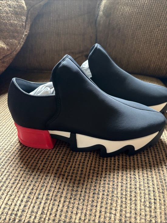Iri Shoes - iRi Women’s Black Slip-On Sneakers with Red Heel Accent, 37 1/2, NWOT